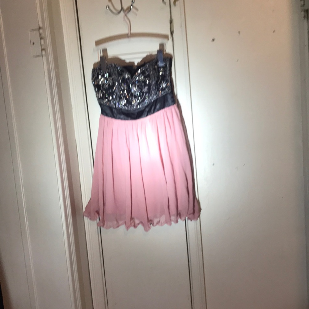 Black and pink formal mini dress